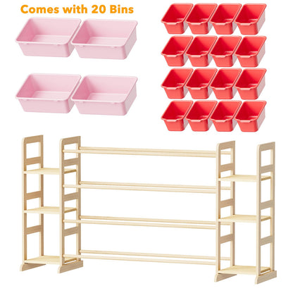 SpaceAid Toy Storage Organizer with 6 Shelves and 12 Bins, Bookshelf/Bookcase, Kids Bin Shelf, Toys Box for Playroom Organization for Bedroom & Room Decor, White, 52.3" W