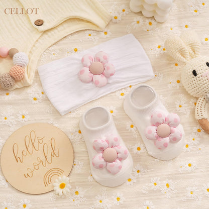 CÉLLOT 5 Pcs Baby Flower Headbands Baby Girls Nylon Headbands Soft Hairbands Hair Accessories for Newborn Infant Toddler Kids