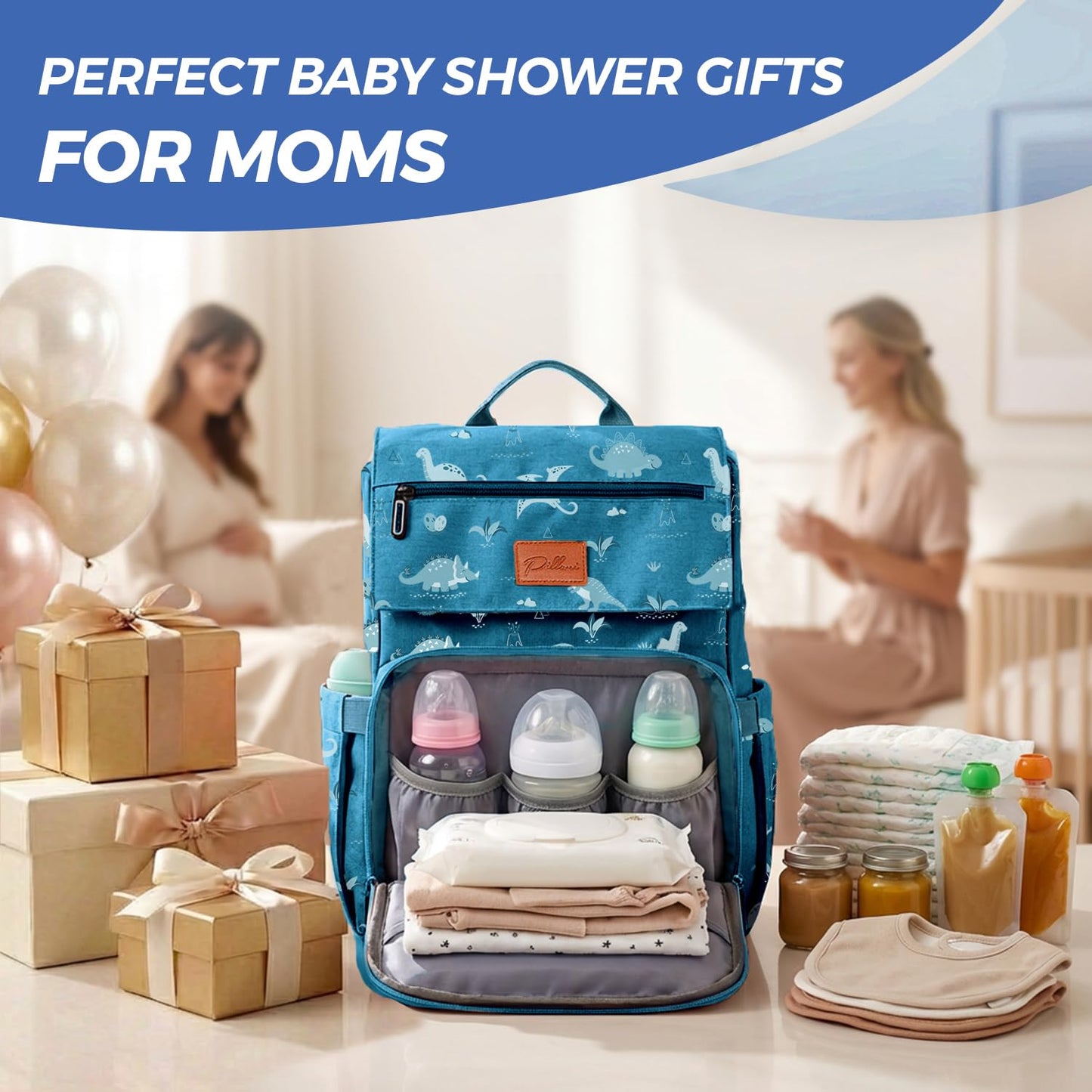 PILLANI Baby Diaper Bag Backpack - Baby Bag for Girls & Boys, Large Waterproof Toddler Diaper Backpack - Baby Shower Gifts & Registry Must Haves - Travel Diaper Bags with Changing Pad - Newborn Stuff