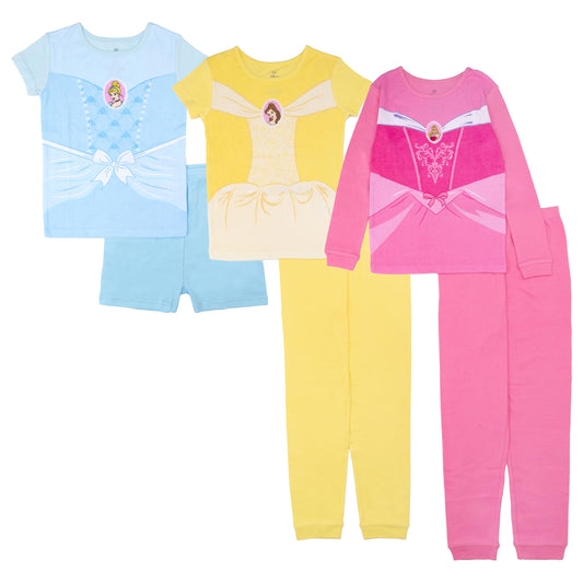 Disney Unisex Kids' 6-piece Snug-fit Cotton Matching Comfortable Pajama Set, Soft & Cute for Kids