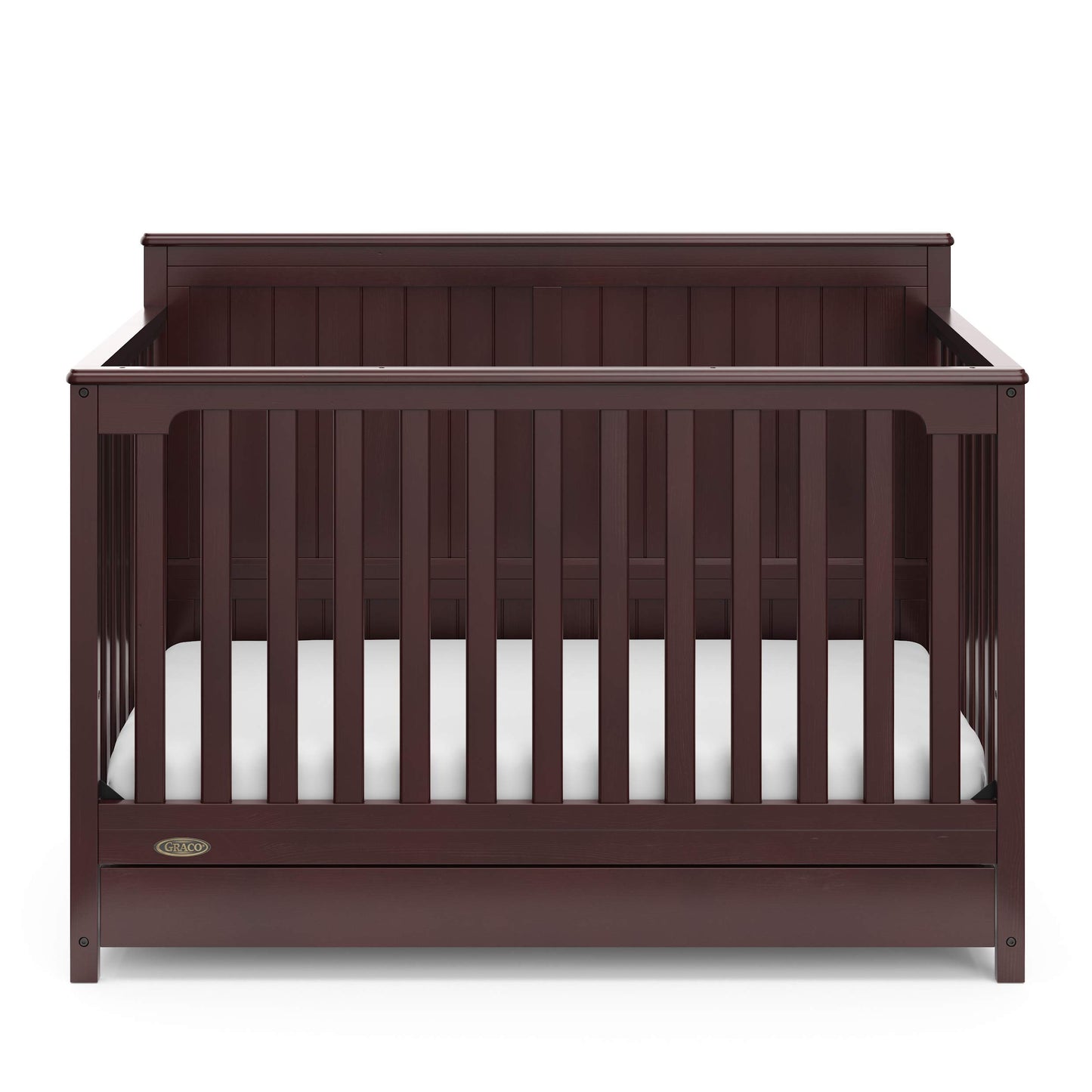 Graco Hadley 5-in-1 Convertible Crib & Changer – GREENGUARD Gold Certified, Fits Standard Crib Mattress, Converts to Toddler Bed and Full Bed, 4 Adjustable Mattress Heights (Pebble Gray)