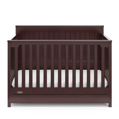 Graco Hadley 5-in-1 Convertible Crib & Changer – GREENGUARD Gold Certified, Fits Standard Crib Mattress, Converts to Toddler Bed and Full Bed, 4 Adjustable Mattress Heights (Pebble Gray)