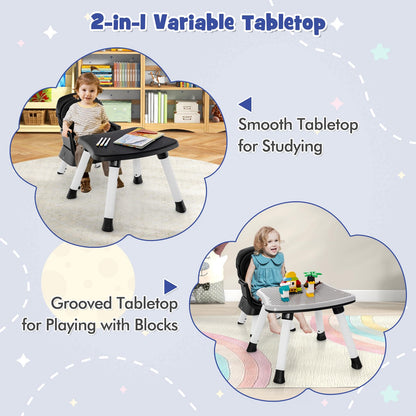 HONEY JOY 8 in 1 Baby High Chair, Convertible Highchair for Babies and Toddlers/Table and Chair Set/Building Block Table/Booster Seat/Stool/Toddler Chair with Safety Harness (Wave Gray)