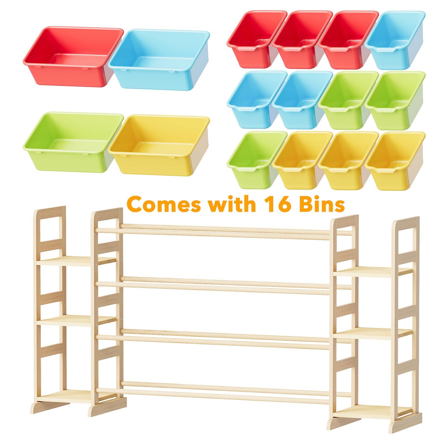 SpaceAid Toy Storage Organizer with 6 Shelves and 12 Bins, Bookshelf/Bookcase, Kids Bin Shelf, Toys Box for Playroom Organization for Bedroom & Room Decor, White, 52.3" W