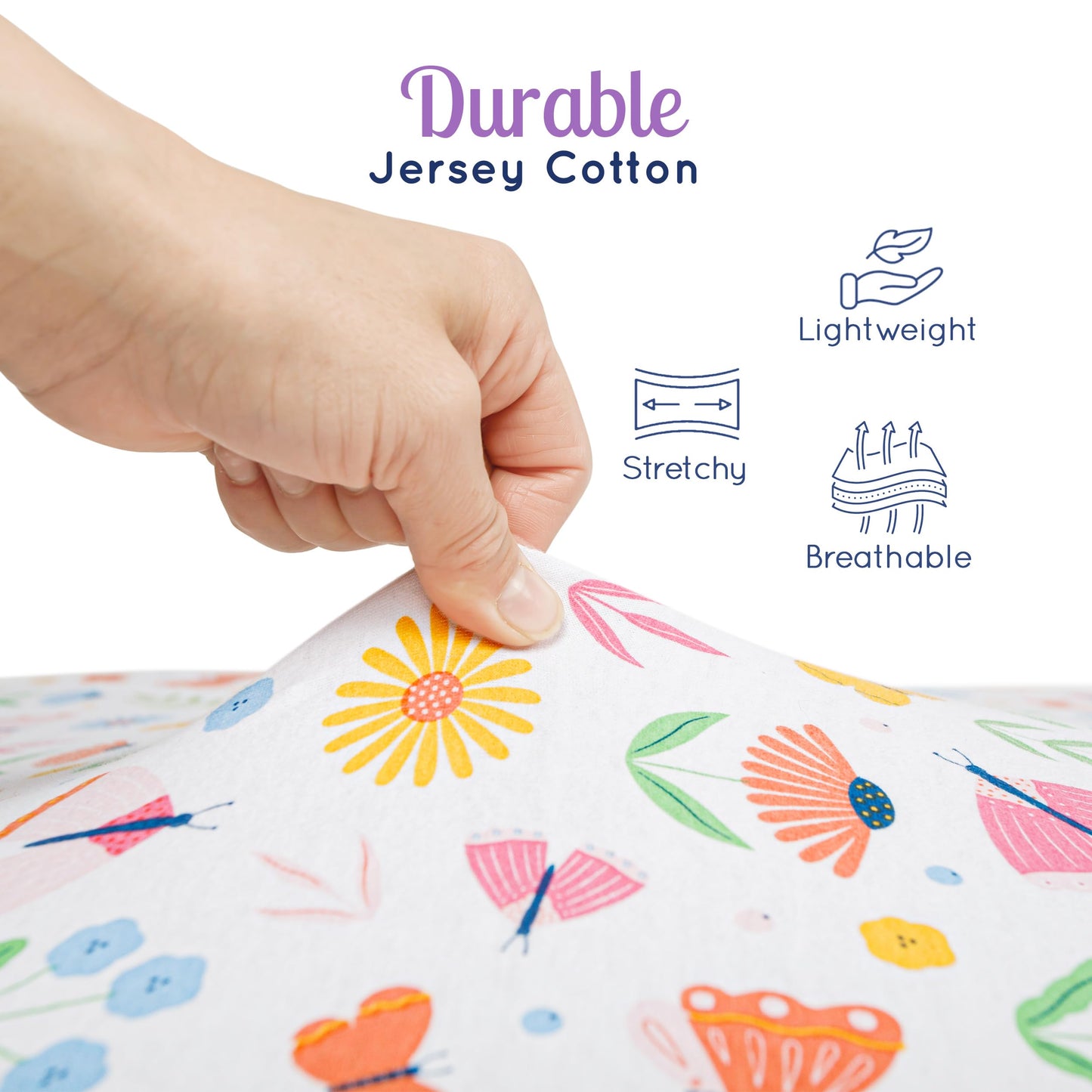 GROW WILD Unicorns & Rainbows Fitted Crib Sheets Girl (3 Pack) - Soft Jersey Cotton Fitted Sheet, Toddler Bed Mattress & Baby Crib Bedding Set for Girls, Baby Girl Nursery Crib - Pink, Purple & White