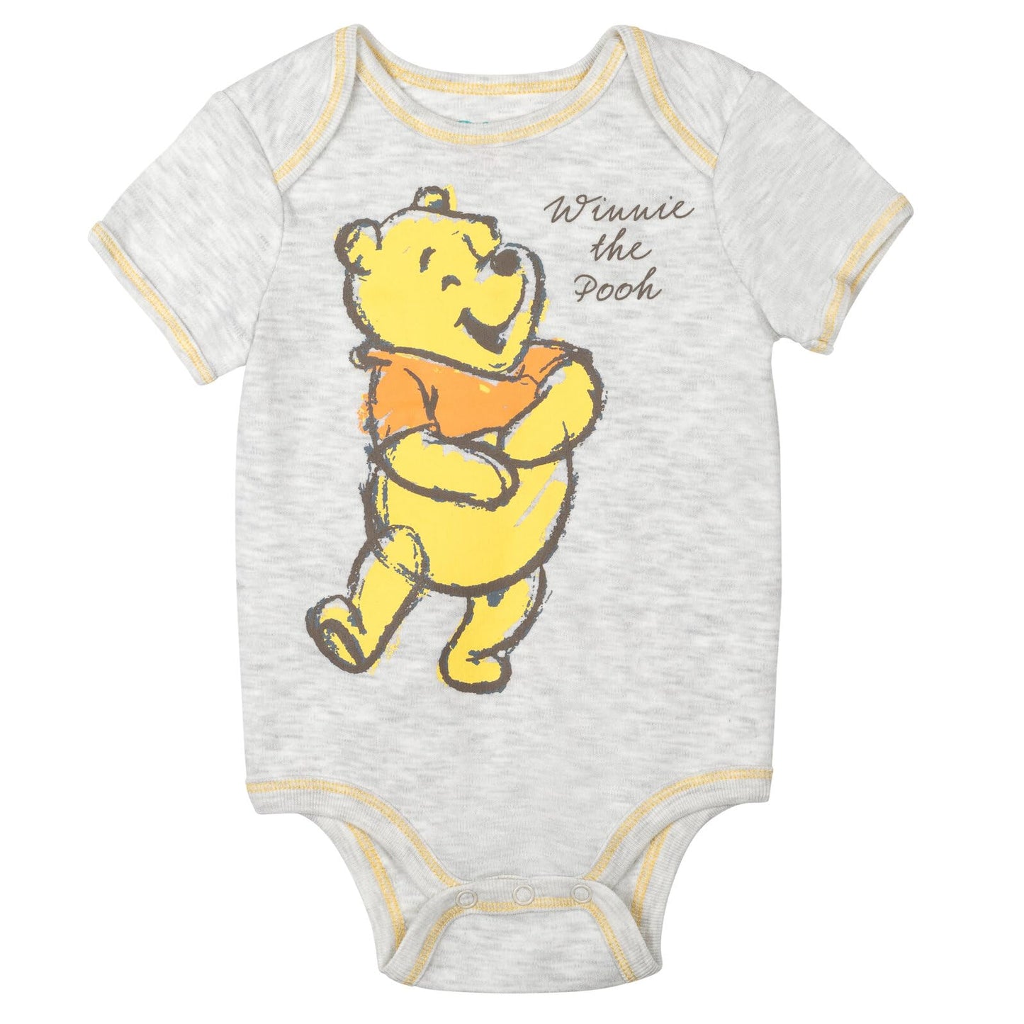 Disney Winnie the Pooh Baby 4-Piece Bodysuit Pants Bib and Hat Set Newborn to Infant