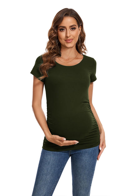 Smallshow Women's 4 Pack Maternity Shirts Short Sleeve Pregnancy Tops Clothes