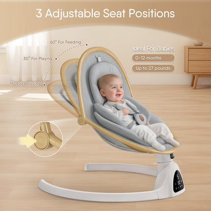 Baby Swings for Infants, Fasonbaby Bluetooth Infant Swing with Music Speaker with 3 Seat Positions, 5 Speeds and Remote Control - Portable Baby Swing for Indoor and Outdoor (Black)