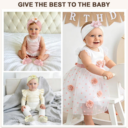 CÉLLOT 5 Pcs Baby Flower Headbands Baby Girls Nylon Headbands Soft Hairbands Hair Accessories for Newborn Infant Toddler Kids