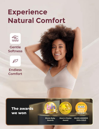 Momcozy Nursing Bras for Breastfeeding, YN21 Seamless Ultra Comfort Maternity Bra, Natural Shape, Pregnancy Sleep Bralette