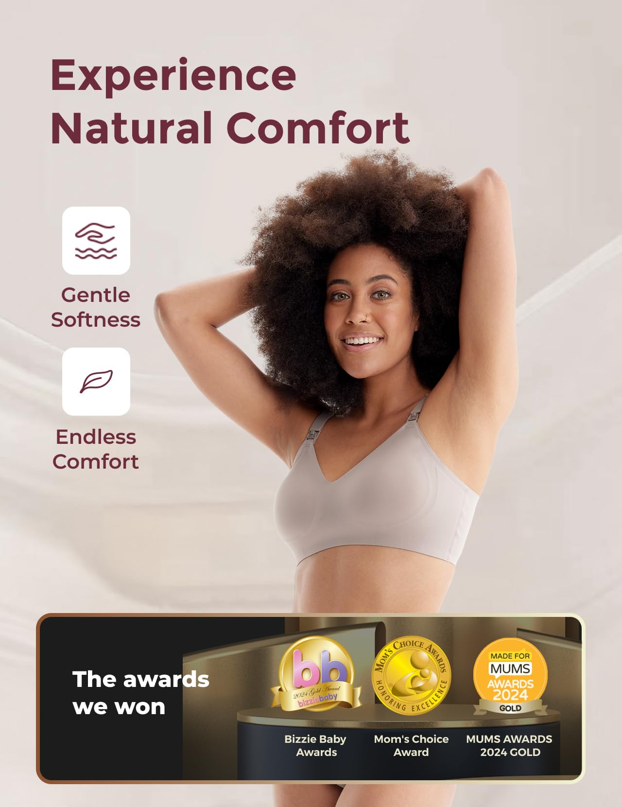 Momcozy Nursing Bras for Breastfeeding, YN21 Seamless Ultra Comfort Maternity Bra, Natural Shape, Pregnancy Sleep Bralette