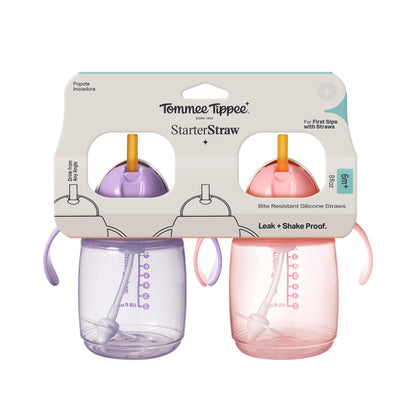 Tommee Tippee Transition Baby Sippy Cup With Spout, Ages 4 Months and Up, 5 oz, Leak-Proof Silicone Spout, Easy Grip Handles, Pink, Pack of 2