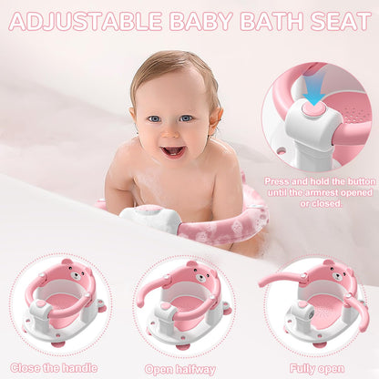 Baby Bath Seat for Babies 6 Months & up, Non-Slip Toddler Bath Seats for Babies Sitting Up, Safe Infant & Newborn Bathtub Chair with 4 Suction Cups & Soft Cushion for Shower,Blue
