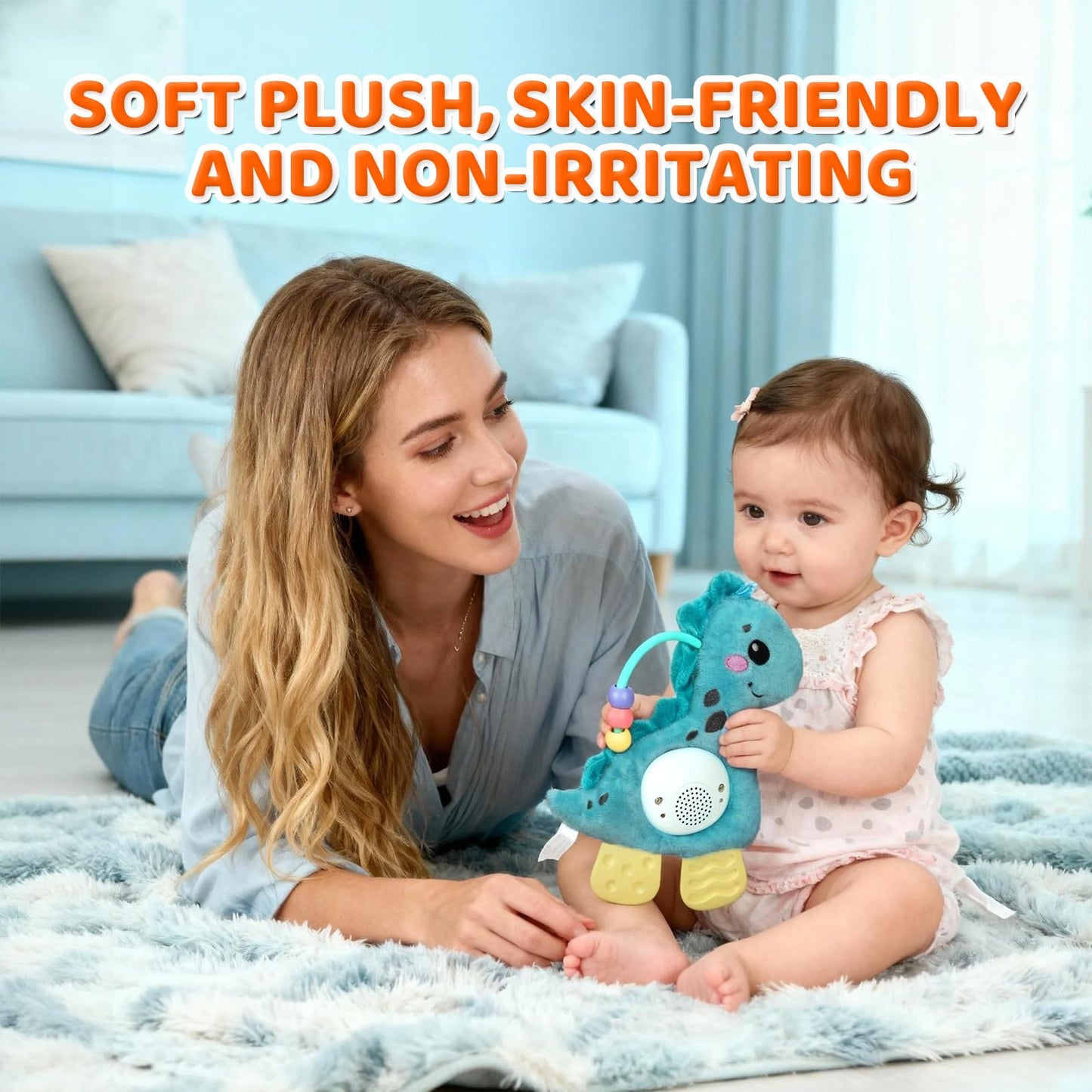 Baby Musical Activity Soft Toys with Sound & Light, Sensory Toys for Infant Developmental with Teether, Rattle and Textures, Soft Plush Toy for Newborn Gift 6 to 12 Months (Pink Unicorn)