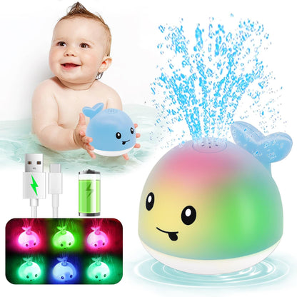 Toddla Whale Bath Toy Sprinkler - Water Pool Toys for Toddlers 1-3, Light Up Floating Baby Bath Toys, Birthday Gift for 1 2 3 4 5 Year Old Boys Girls,, Water Sensory Toys for Kids