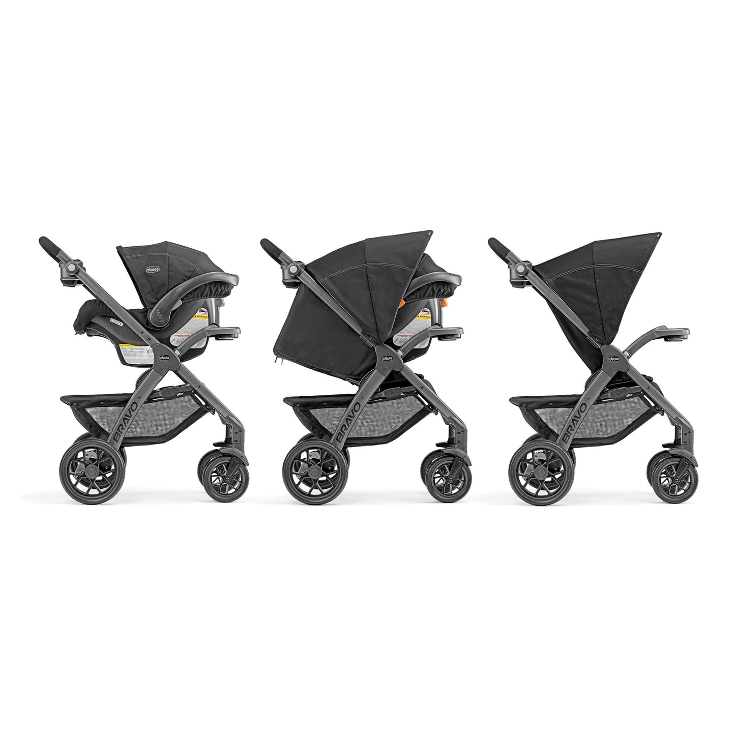 Chicco Bravo® 3-in-1 Trio Travel System, Bravo® Quick-Fold Stroller with KeyFit® 30 Infant Car Seat and Base, Car Seat and Stroller Combo | Parker