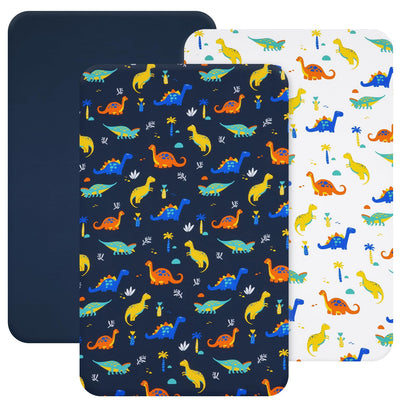 david's kids 3 Pack Fitted Crib Sheets, Ultra Soft Breathable Comfortable Baby Sheet Set for Boys Girls Neutral, 28x52 Inch Fits Standard Crib and Toddler Mattresses, Dinosaur