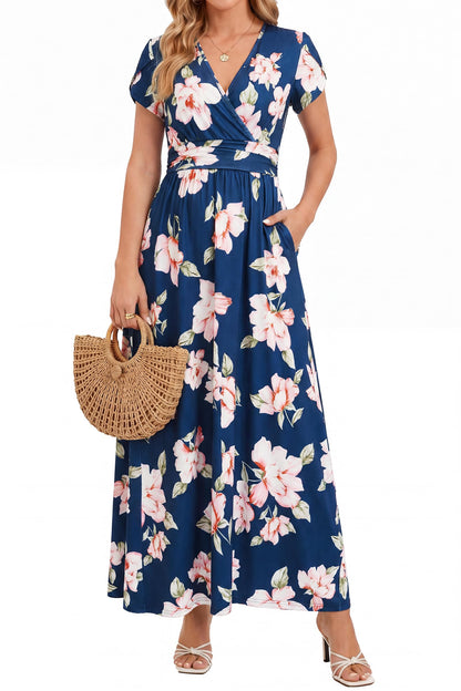 OUGES Maternity Maxi Dress Wrap Baby Shower Pregnancy Dresses for Photoshoot Maternity Outfits Summer Clothes 2026