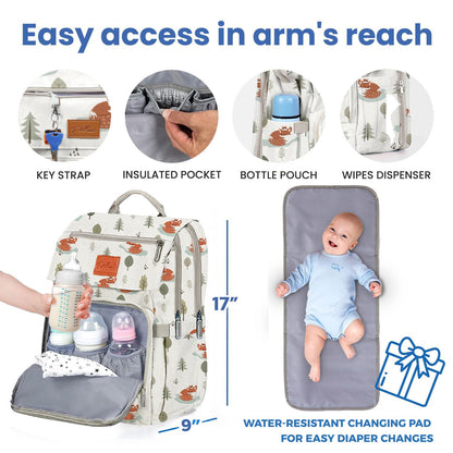 PILLANI Baby Diaper Bag Backpack - Baby Bag for Girls & Boys, Large Waterproof Toddler Diaper Backpack - Baby Shower Gifts & Registry Must Haves - Travel Diaper Bags with Changing Pad - Newborn Stuff