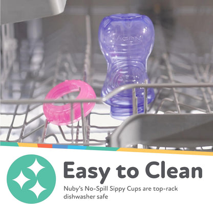 Nuby No-Spill Sippy Cup with Flex Straw - (3-Pack) 10-Ounce Bottles - Sippy Cups for Toddlers 12+ Months - Neutral Color Training Cups for Toddlers