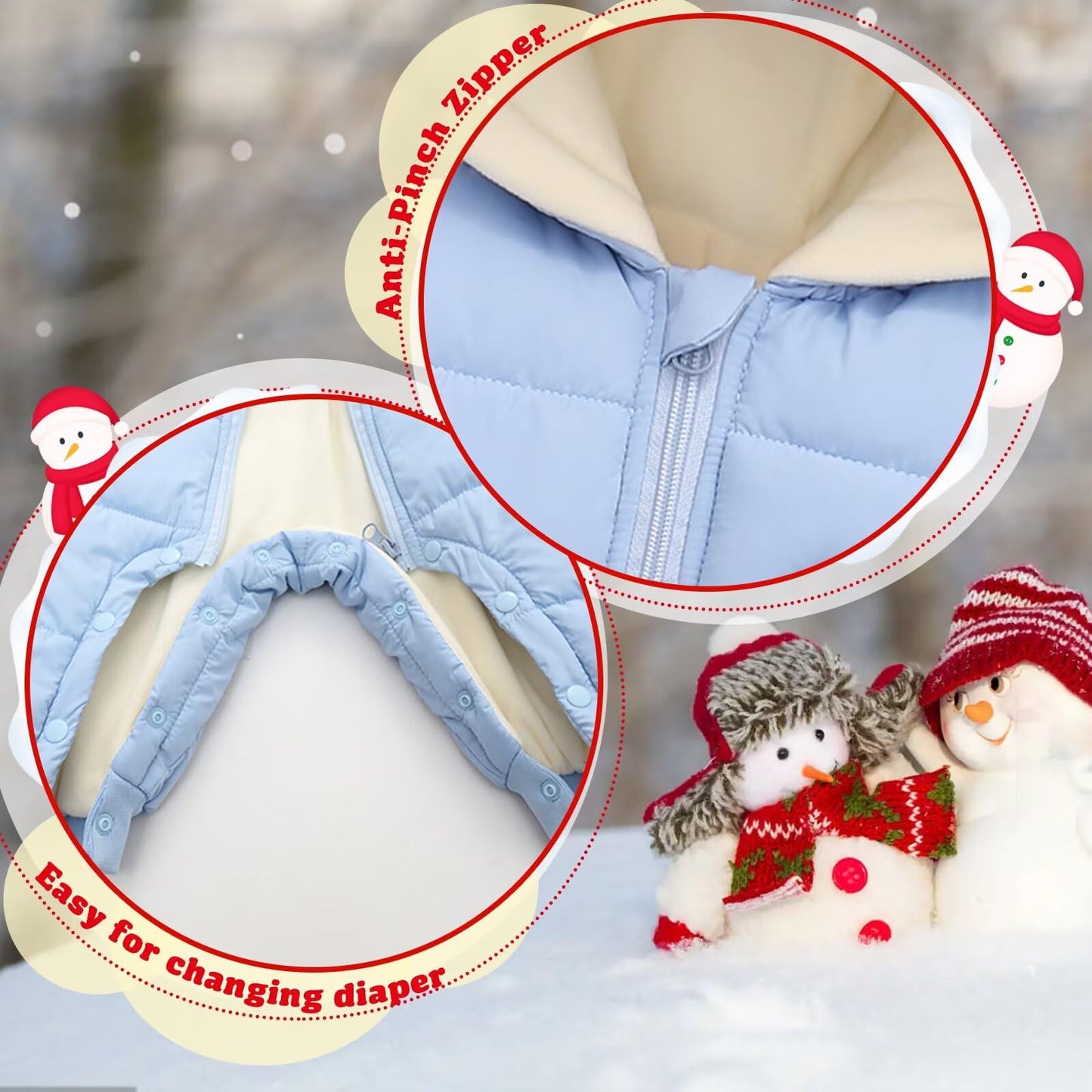 BYFRI Baby Boys Girls Snowsuit Newborn Cozy Winter Coat Infant Bear Hooded Jumpsuit Toddler Snow Outfit for 0-24 Months