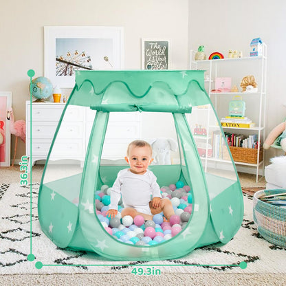 Baby Ball Pit for Toddler with 50 Balls, Pop Up Princess Tent with Star Lights for 1 2 3 Year Old Birthday Gift, 12-18 Months Baby Girl Toys with Carrying Bag, Indoor&Outdoor Play Tent for Kids