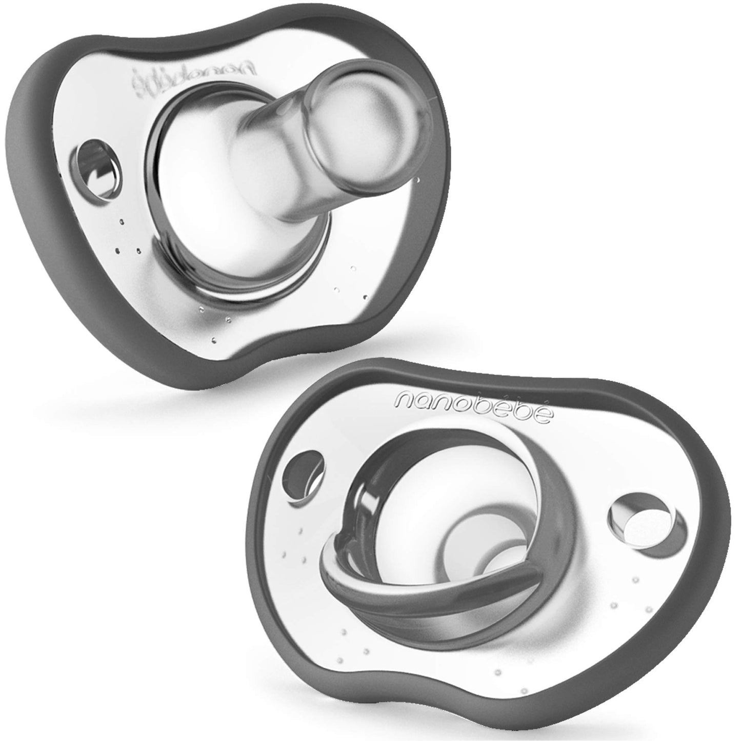 Nanobebe Active Baby Pacifiers 4-36 Months - Orthodontic, Lightweight and Vented, Curves Comfortably with Face Contour, 100% Silicone - BPA Free, Perfect Baby Registry Gift 4pk, White/Pink