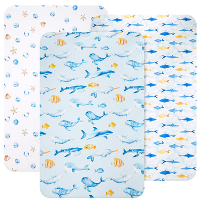 david's kids 3 Pack Fitted Crib Sheets, Ultra Soft Breathable Comfortable Baby Sheet Set for Boys Girls Neutral, 28x52 Inch Fits Standard Crib and Toddler Mattresses, Dinosaur