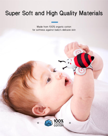 Infinno Baby Wrist Rattle Socks and Foot Finder Set, Perfect Baby Toys for 0-12 Months Newborn Boys and Girls As Shower Gifts, Garden Bug Series