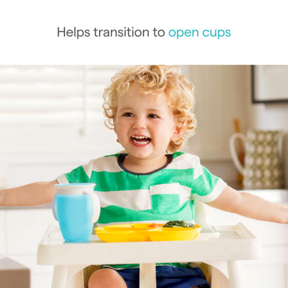 Munchkin Miracle 360 Sippy Cup for 6 Month Old, Spill Proof Baby and Toddler Cups with Transition Handles, 7 Ounce, 2 Pack, Blue/Green