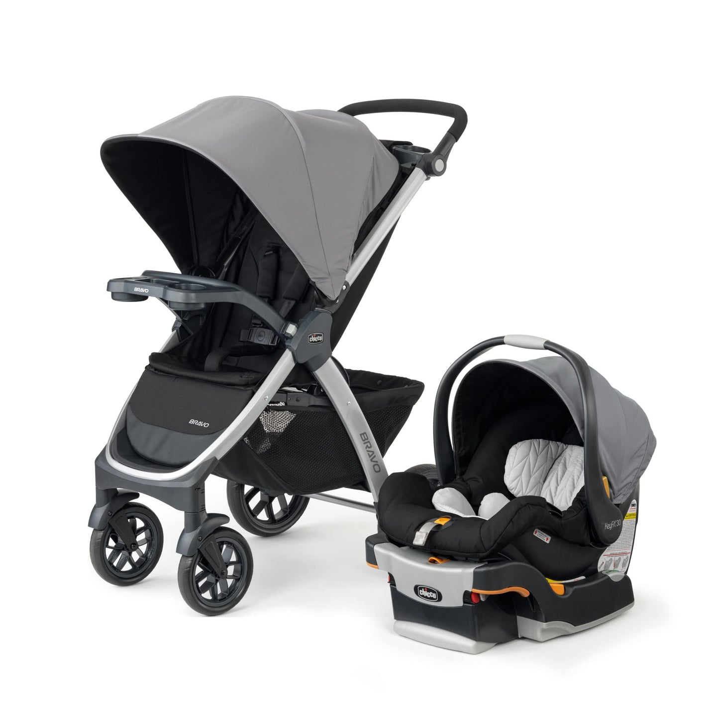 Chicco Bravo® 3-in-1 Trio Travel System, Bravo® Quick-Fold Stroller with KeyFit® 30 Infant Car Seat and Base, Car Seat and Stroller Combo | Parker