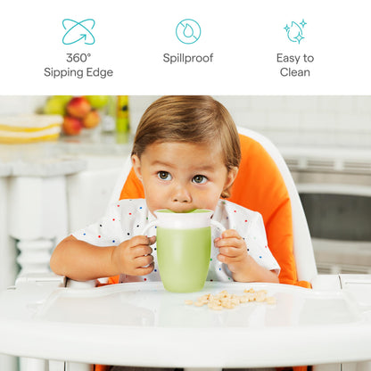 Munchkin Miracle 360 Sippy Cup for 6 Month Old, Spill Proof Baby and Toddler Cups with Transition Handles, 7 Ounce, 2 Pack, Blue/Green