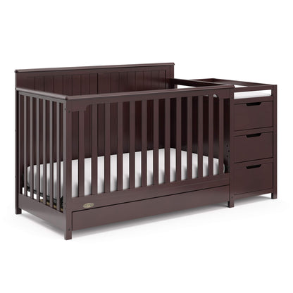 Graco Hadley 5-in-1 Convertible Crib & Changer – GREENGUARD Gold Certified, Fits Standard Crib Mattress, Converts to Toddler Bed and Full Bed, 4 Adjustable Mattress Heights (Pebble Gray)