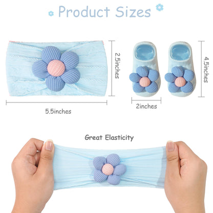 CÉLLOT 5 Pcs Baby Flower Headbands Baby Girls Nylon Headbands Soft Hairbands Hair Accessories for Newborn Infant Toddler Kids