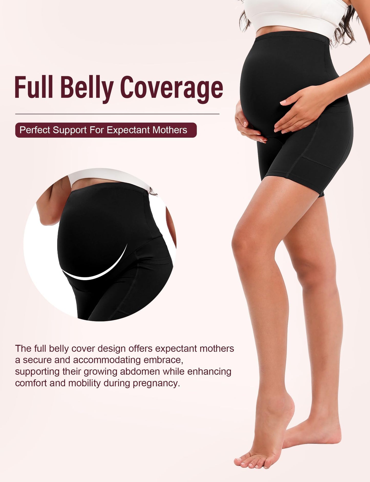 Siimcuzy 4 Pack Women's Maternity Shorts with Pockets Over The Belly Yoga Biker Pregnancy Workout Running Active Shorts