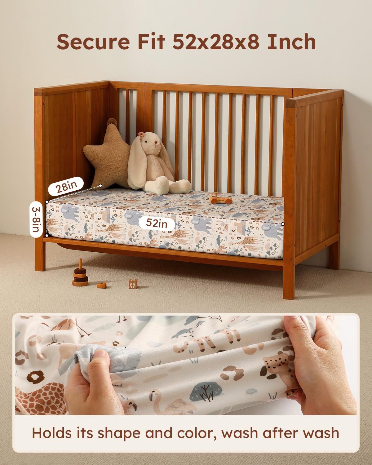 Unnivoll Baby Crib Sheets for Boys Girls, 28x52x8in Fitted Crib Sheet Neutral 3 Pack for Standard Crib and Toddler Mattress, Breathable Soft Microfiber Baby Sheet Blue Gray Planet