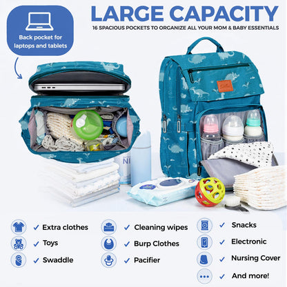PILLANI Baby Diaper Bag Backpack - Baby Bag for Girls & Boys, Large Waterproof Toddler Diaper Backpack - Baby Shower Gifts & Registry Must Haves - Travel Diaper Bags with Changing Pad - Newborn Stuff