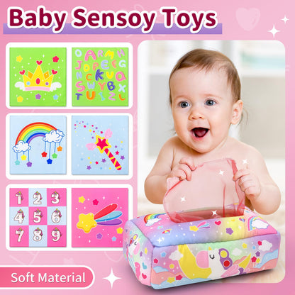 usrela 4 in 1 Baby Toys for 6 12 18 Month, Learning Toys for Babies 6-12 Months, Busy Cube, Stacking Sorter, Piano Xylophone Pull String Travel Toy, Birthday Gifts for Toddlers 1 2 Years Old