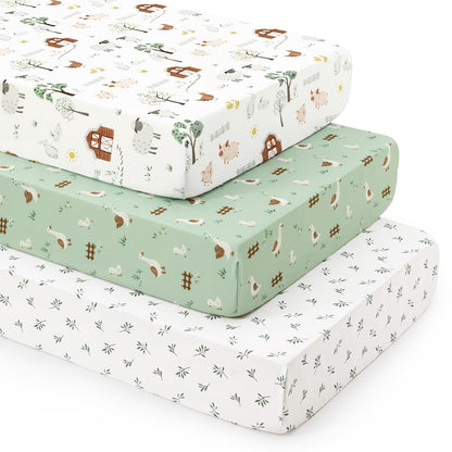 david's kids 3 Pack Fitted Crib Sheets, Ultra Soft Breathable Comfortable Baby Sheet Set for Boys Girls Neutral, 28x52 Inch Fits Standard Crib and Toddler Mattresses, Dinosaur