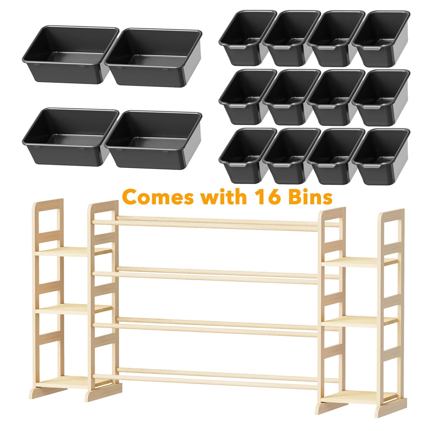 SpaceAid Toy Storage Organizer with 6 Shelves and 12 Bins, Bookshelf/Bookcase, Kids Bin Shelf, Toys Box for Playroom Organization for Bedroom & Room Decor, White, 52.3" W