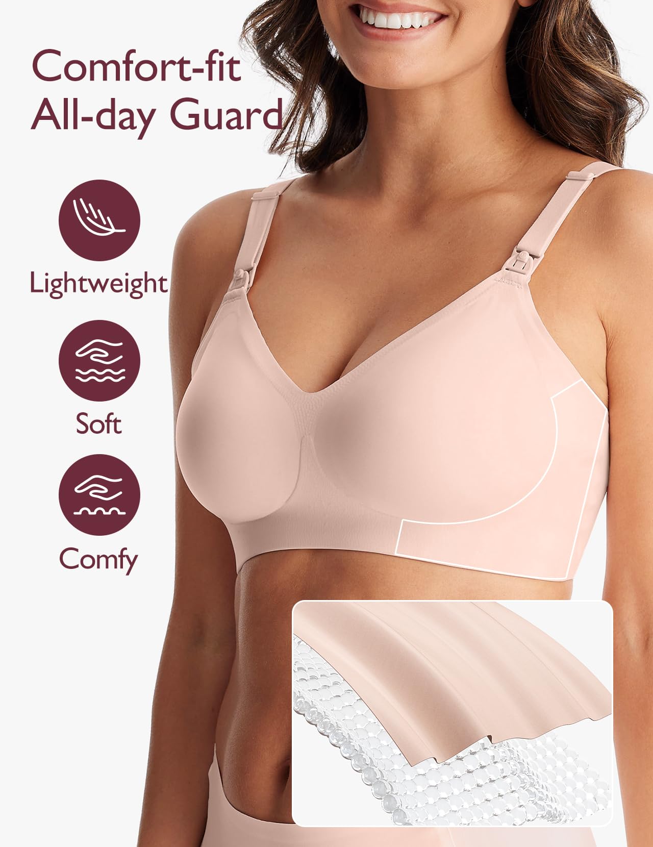 Momcozy Nursing Bras for Breastfeeding, YN21 Seamless Ultra Comfort Maternity Bra, Natural Shape, Pregnancy Sleep Bralette