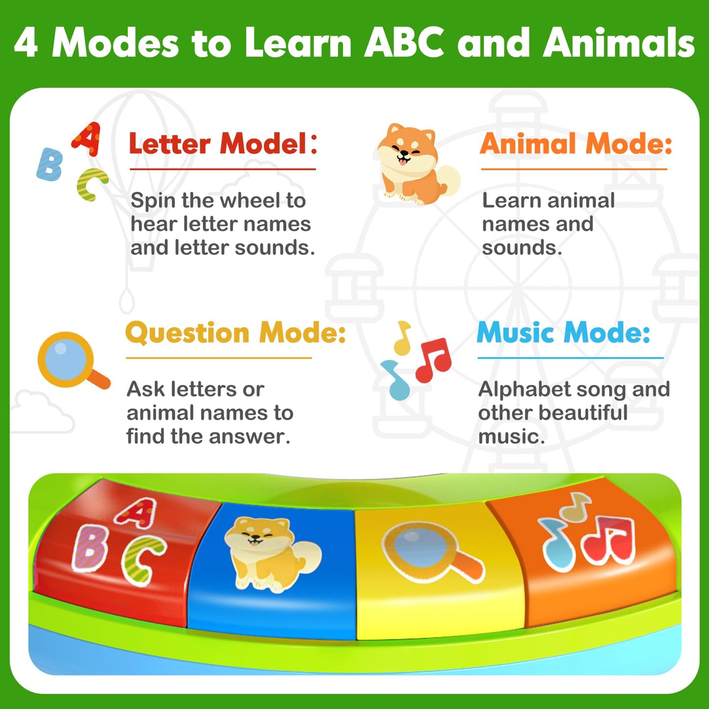 Toys for 1 2 3 Year Old Boys Girls, Spin & Sing ABC Alphabet Learning Zoo with Lights & Sounds, Musical Educational Toy for Toddler 1-3, Christmas 1st Birthday Gifts for Baby Kids Age 12-18 Months+