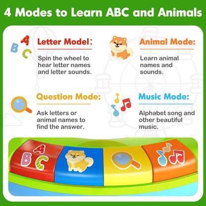 Toys for 1 2 3 Year Old Boys Girls, Spin & Sing ABC Alphabet Learning Zoo with Lights & Sounds, Musical Educational Toy for Toddler 1-3, Christmas 1st Birthday Gifts for Baby Kids Age 12-18 Months+
