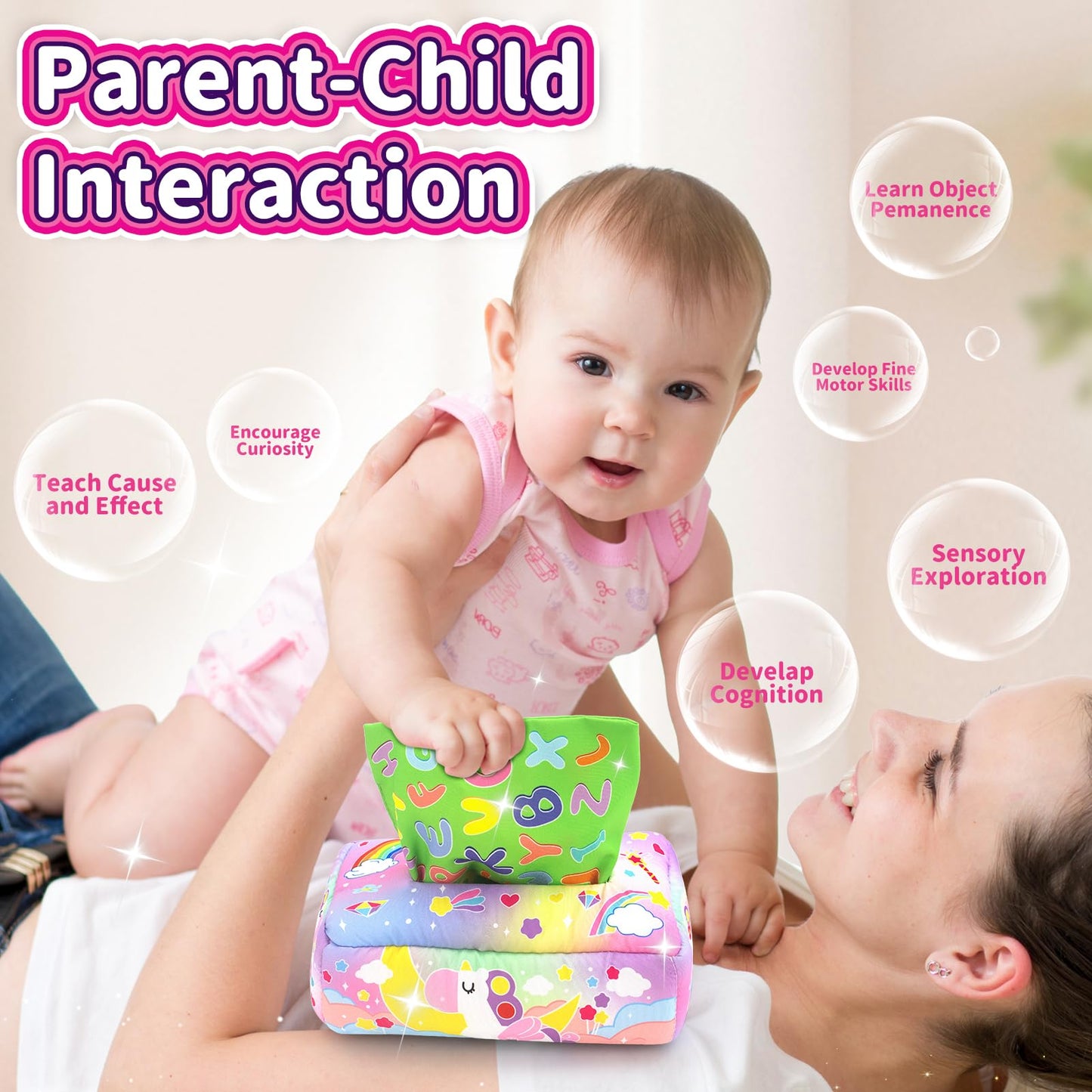 usrela 4 in 1 Baby Toys for 6 12 18 Month, Learning Toys for Babies 6-12 Months, Busy Cube, Stacking Sorter, Piano Xylophone Pull String Travel Toy, Birthday Gifts for Toddlers 1 2 Years Old