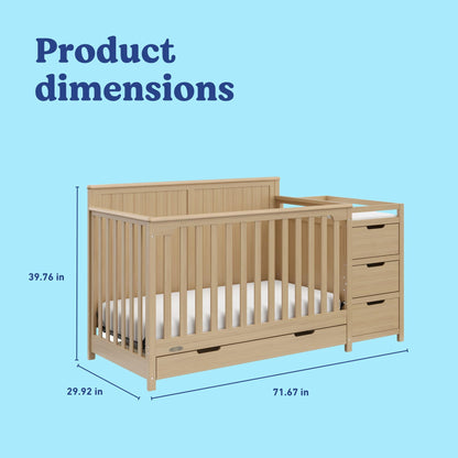 Graco Hadley 5-in-1 Convertible Crib & Changer – GREENGUARD Gold Certified, Fits Standard Crib Mattress, Converts to Toddler Bed and Full Bed, 4 Adjustable Mattress Heights (Pebble Gray)