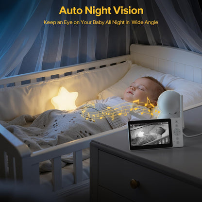 Baby Monitor, Baby Monitor with Camera and Audio, Secure No WiFi, Pan Tilt Video Camera with Night Vision, VOX, 2-Way Talk, 1300ft, Portable Video Audio Monitor Ideal for Baby/Elderly/Pet
