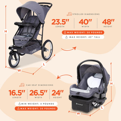 Baby Trend Journey Jogging Stroller, Stellar Grey