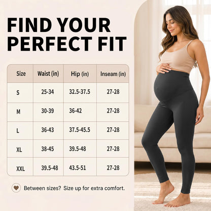 Hmuuo Women's Maternity Leggings Over The Belly Buttery Soft Pregnancy Yoga Pants Activewear Workout Leggings
