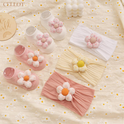 CÉLLOT 5 Pcs Baby Flower Headbands Baby Girls Nylon Headbands Soft Hairbands Hair Accessories for Newborn Infant Toddler Kids