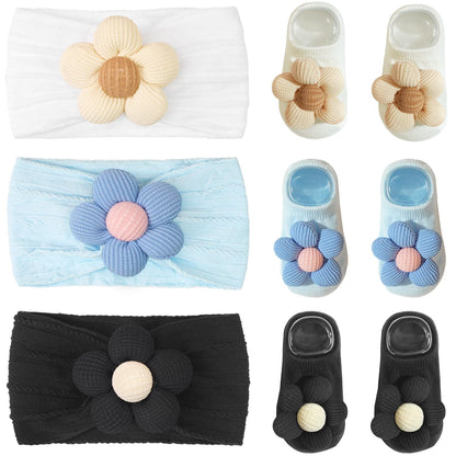 CÉLLOT 5 Pcs Baby Flower Headbands Baby Girls Nylon Headbands Soft Hairbands Hair Accessories for Newborn Infant Toddler Kids